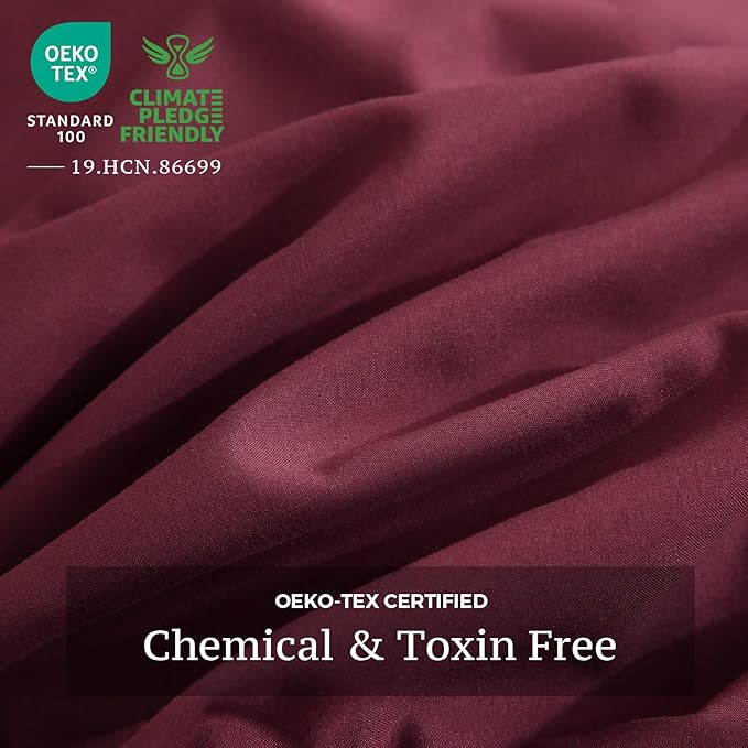 JSD Burgundy Duvet Cover Set Twin Size, 2 Piece Microfiber Kids Duvet Cover - Image 4
