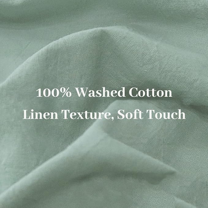 NEXHOME PRO Green Duvet Cover Set California King Linen Feel Textured Organic - Image 8