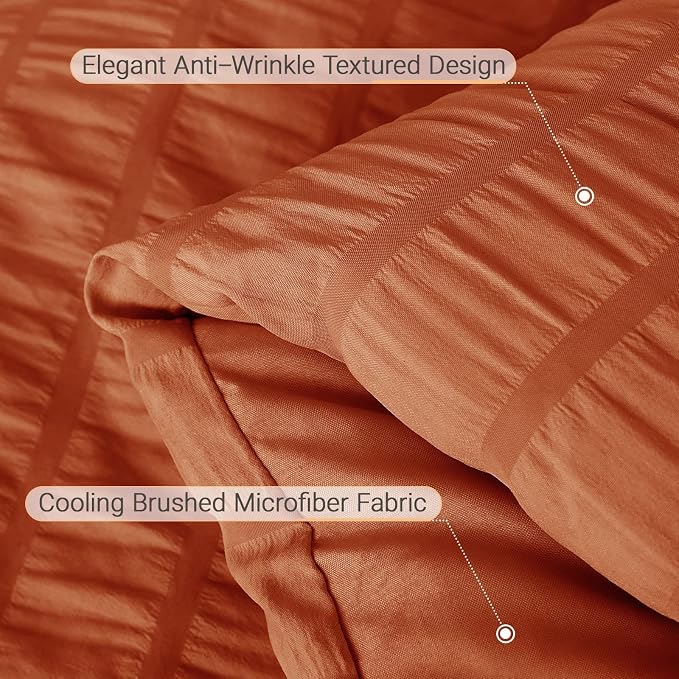 MUXHOMO 7 Pieces Full Comforter Set, Seersucker Bed in a Bag Full Size - Image 6