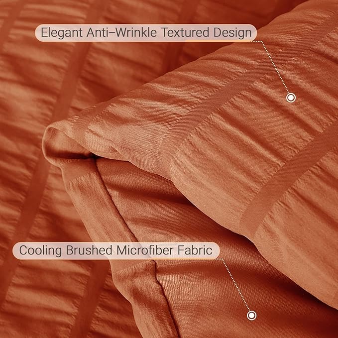 MUXHOMO 5 Pieces Twin Comforter Set, Seersucker Bed in a Bag Twin Size - Image 6