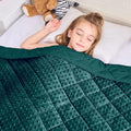 Green Weighted Blanket Kids 7lbs, Breathable Cooling Minky Heavy Throw Blanket by BETU