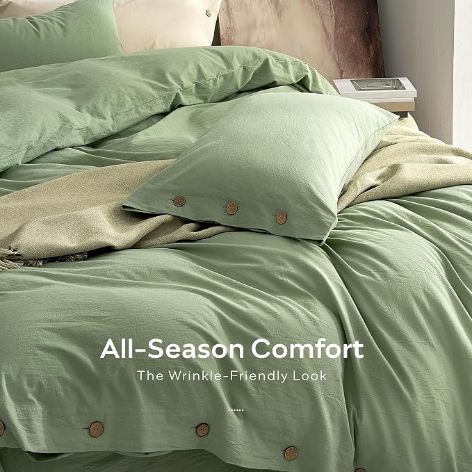 JELLYMONI 100% Washed Cotton Duvet Cover Full – Soft, Breathable Linen-Look - Image 5
