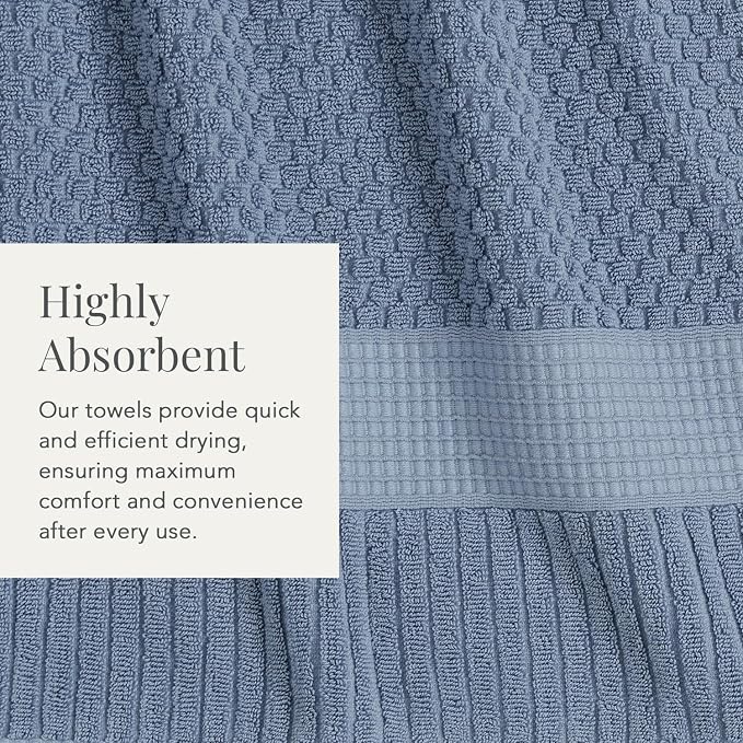 NY Loft 100% Cotton Bath Towel Set of 4 | Blue Towels | Oeko-TEX® Standard 100 - Image 7