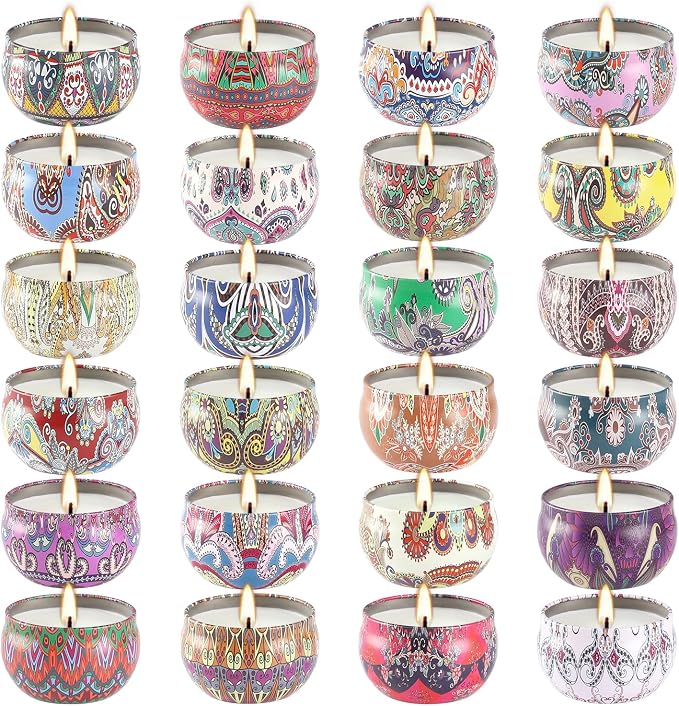 Scented Candles Gifts Set 24 Pack Soy Wax Travel Tin Advent Candles - Image 9