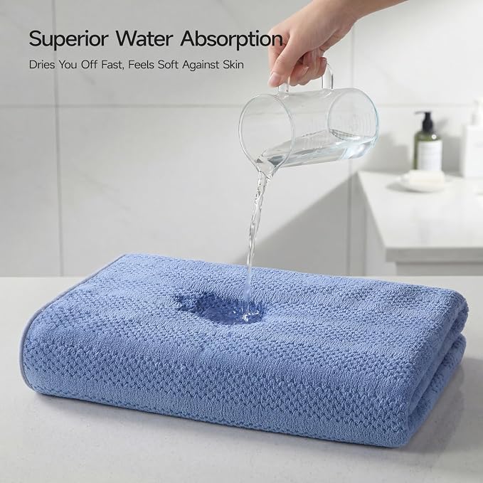ecolook 4 Pack Microfiber Bath Towels, 31 x 63 inches Extra Large Bath Towel Set - Image 5