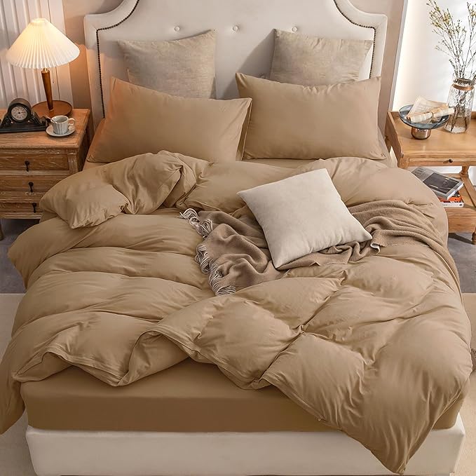 PURE ERA Jersey Knit Duvet Cover Set 100% T-Shirt Cotton Super Soft Comfy 3pc - Image 3