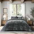 EVERGRACE Velvet Quilt Set King Size, Luxurious Soft Striped Channel Bedding Set by EverGrace