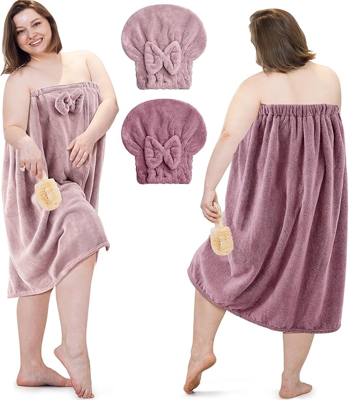 Xtinmee 2 Sets Plus Size Womens Wrap Towel by Xtinmee