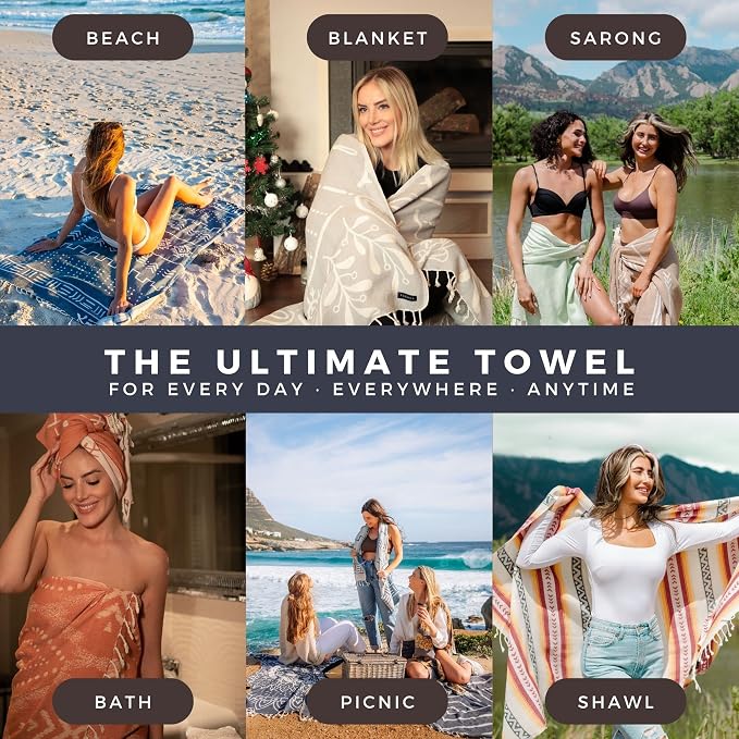 FESHKA Sand Proof Turkish Beach Towel – Oversized, Quick Dry & Lightweight - Image 5