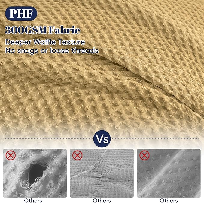 PHF Waffle Weave Duvet Cover Set King Size, No Snagging Ultra Soft Luxury - Image 3