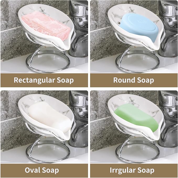 Dobbyby Leaf-Shaped Soap Dish – Ceramic Soap Bar Holder - Image 6