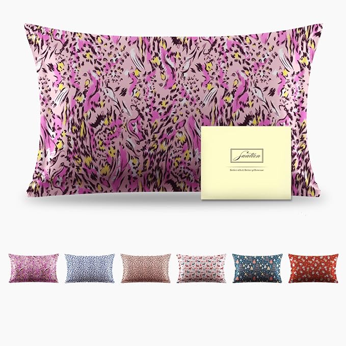 Mulberry Silk Pillowcase for Hair and Skin King Size Leopard Print Silk Pillow by Suatien