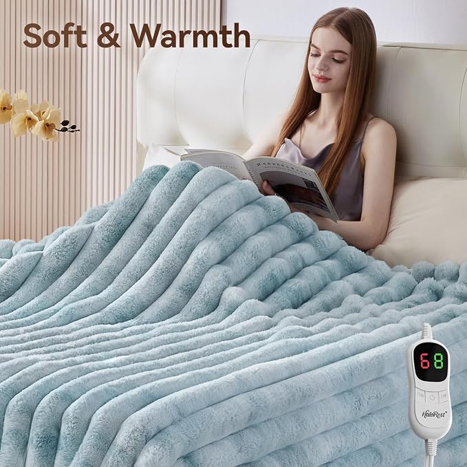 Heated Throw Blanket, Faux Fur Cozy Heating Blanket - Image 8