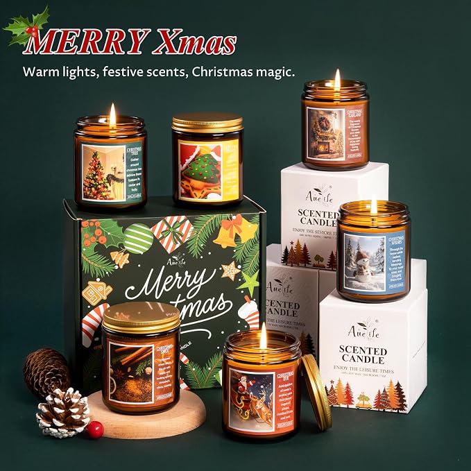Christmas Candles | Christmas Garland Scented Candle, Holiday Soy Wax Candles - Image 7