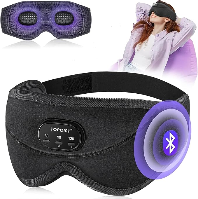 TOPOINT Sleep Mask with Bluetooth Headphones, 3D Eye Mask by TOPOINT
