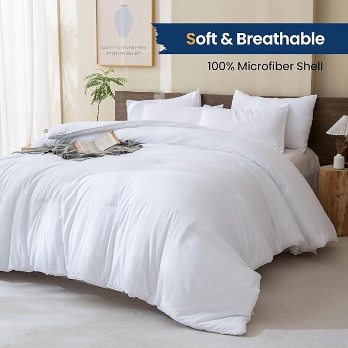 Paxrac White Comforter Twin/Twin XL Size, 2 Pieces Extra Long Comforter Set - Image 2