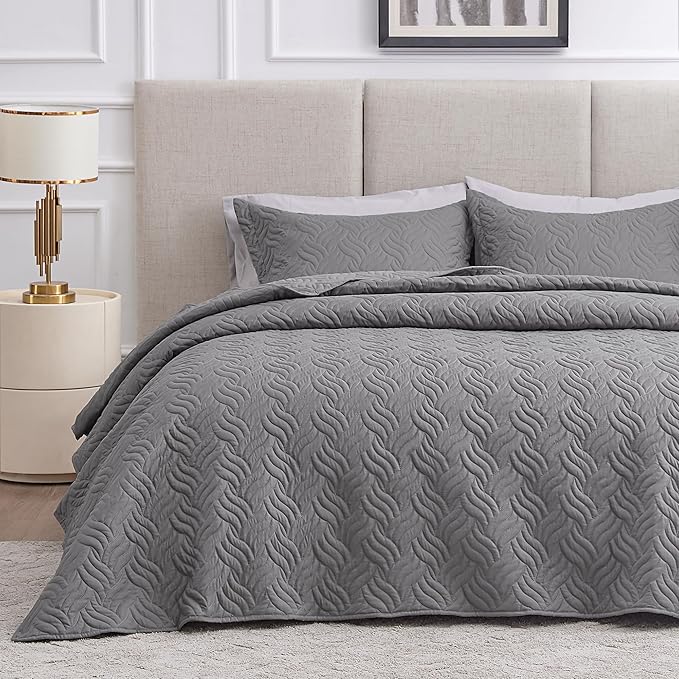 Love's cabin Quilts for Full Bed Grey Bedspreads Bedding Set by Lovescabin
