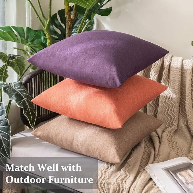 MIULEE Pack of 2 Decorative Outdoor Solid Waterproof Throw Pillow Covers Faux - Image 4