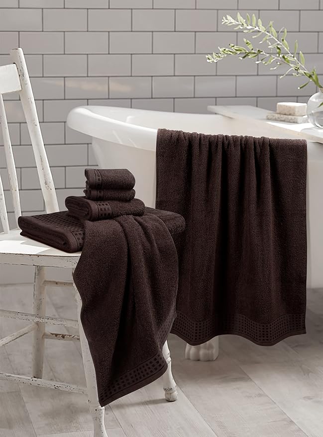 GLAMBURG 100% Cotton Ultra Soft 6 Pack Towel Set, Contains 2 Bath Towels 28x55 - Image 3