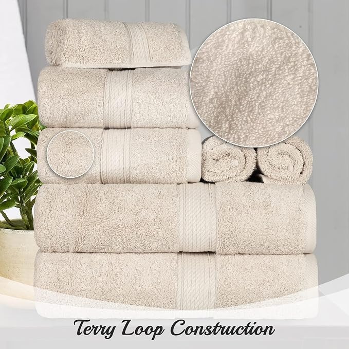 SUPERIOR Egyptian Cotton Pile 10 Piece Towel Set, Includes 2 Bath, 4 Hand - Image 7