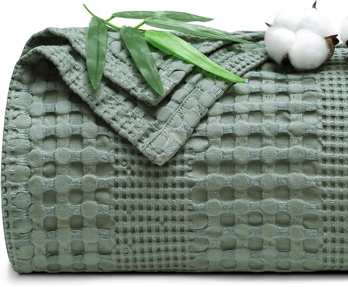 PHF Cooling Waffle Blanket King Size, Lightweight 60% Rayon from Bamboo & 40% by PHF