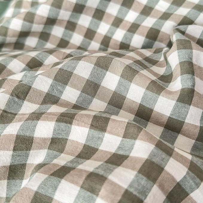 MKXI Sage Green Gingham Duvet Cover Full, 3-Piece Ruffled Bedding Set - Image 6