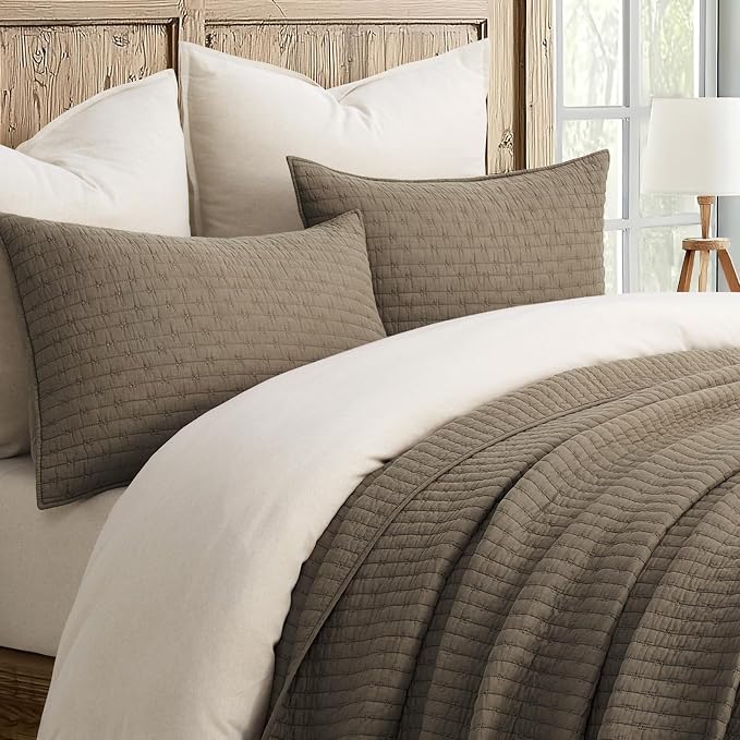EVERGRACE Cross Stitch Pre-Washed Cotton Quilt Bedding Set Queen Size, - Image 2