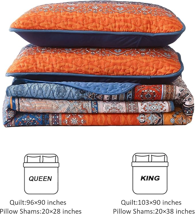 WONGS BEDDING Boho Quilt Set California King, Lightweight Microfiber Bed Decor - Image 7