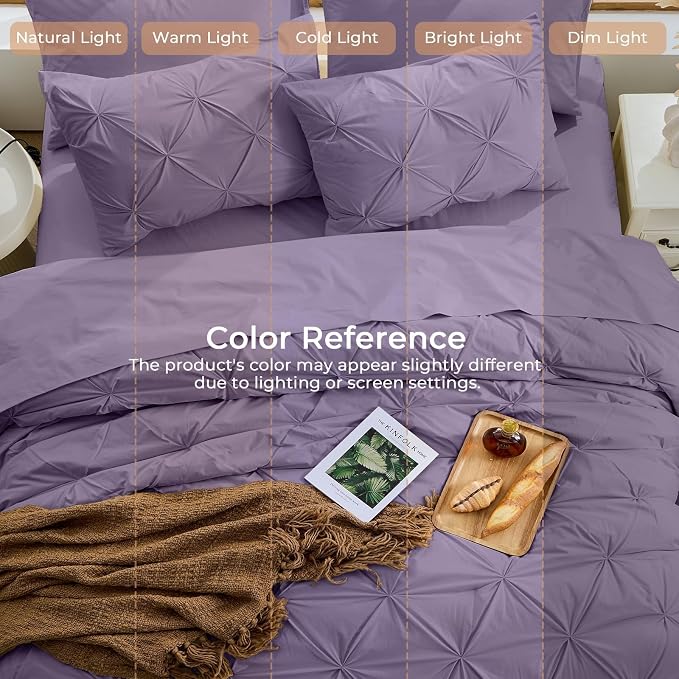 Sasttie King Size Comforter Set, 7-Piece Bed in a Bag, Pintuck Bedding Set - Image 8