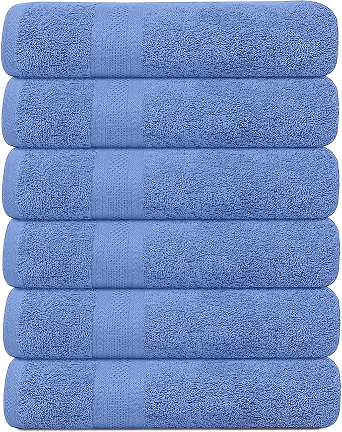 KAHAF COLLECTION 6 Pack Bath Towels Set 100% Ring Spun Cotton, Lightweight by KAHAF+COLLECTION