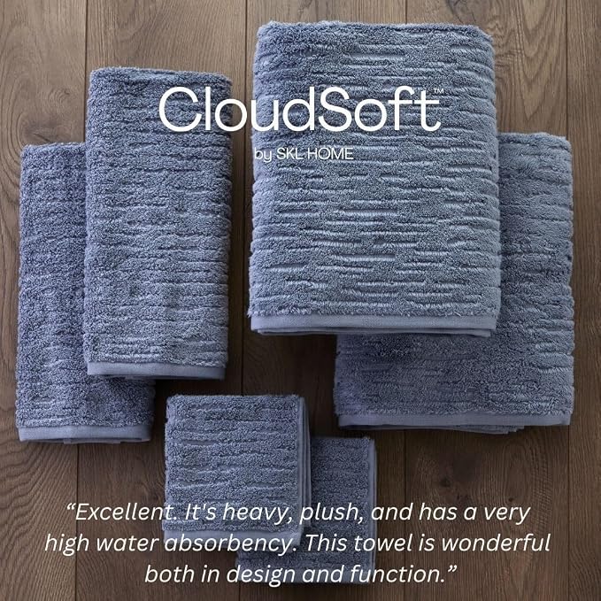 SKL Home CloudSoft Cotton Luxury 4-Piece Washcloth Set, Smoke Blue - Image 8