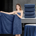 4 Piece Extra Large Bath Towel 35"x70" Oversized Bath Sheet Navy Blue Bath by JessyHome