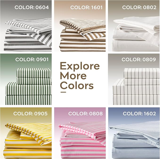 JELLYMONI 100% Natural Cotton 2pcs Striped Duvet Cover Sets, - Image 7