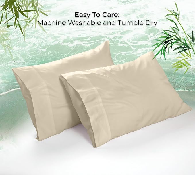 Royale Linens Cooling Pillow Cases Queen Size Set of 2-100% Rayon Derived from - Image 9