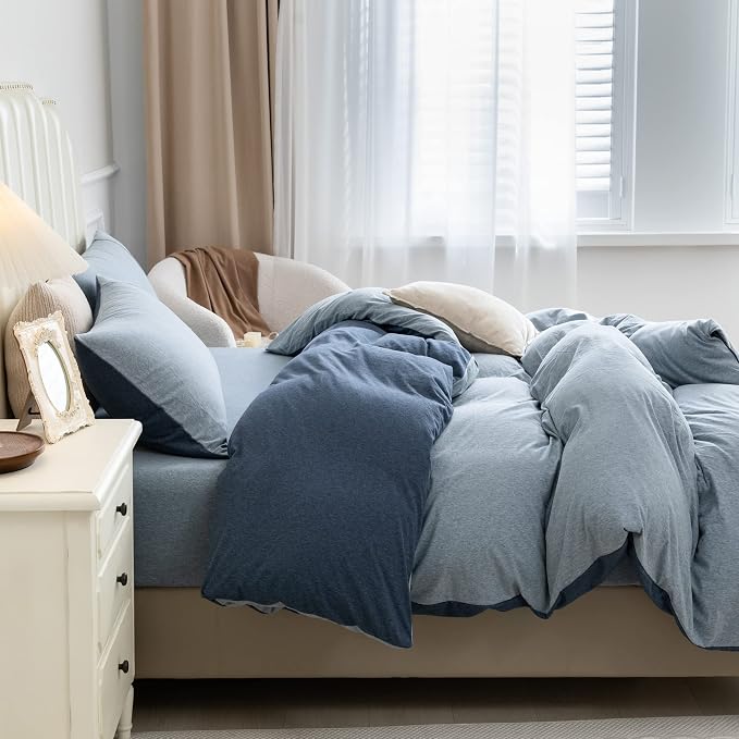 PURE ERA Jersey Knit Duvet Cover Set 100% T-Shirt Cotton Super Soft Comfy 3pc - Image 6