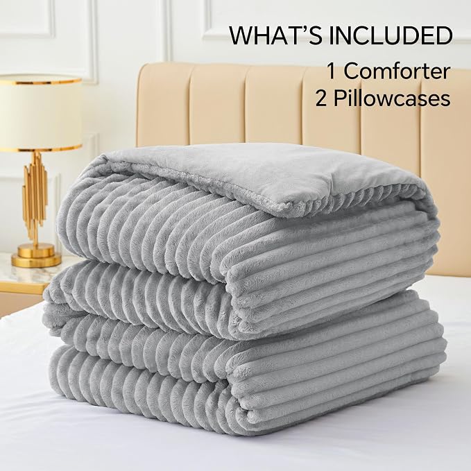 BEDELITE Fleece California King Comforter Set -Super Soft & Warm Fluffy Light - Image 6