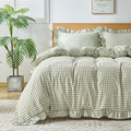 Gingham Duvet Cover Queen Size, 3 Pieces Soft Breathable Microfiber Plaid by Kisswish