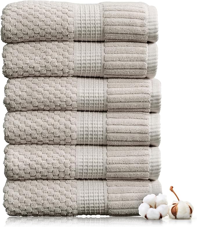 NY Loft 100% Cotton Hand Towel 6 Pack | Super Soft & Absorbent Quick-Dry Hand by NYLoft