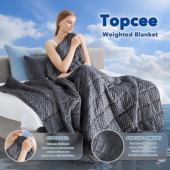 Topcee Weighted Blanket for Adults, Minky Dots Heavy Blanket for 110-130lbs - Image 2