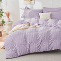 HYMOKEGE Lavender Duvet Cover Full Size, Ultra Soft 3-Piece Seersucker Duvet by HYMOKEGE