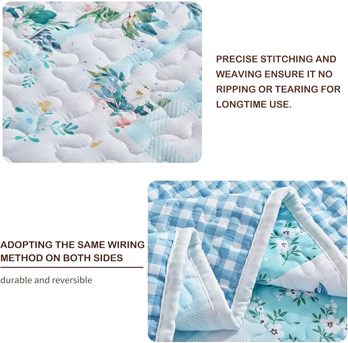 Joyreap 3 Pieces Floral Patchwork Quilt Set Queen, Soft n Cozy Microfiber Quilt - Image 4