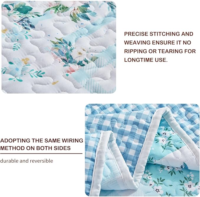 Joyreap 2 Pieces Floral Patchwork Quilt Set Twin, Soft n Cozy Microfiber Quilt - Image 4