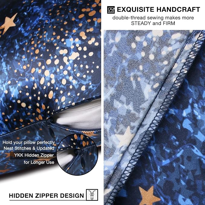 MANSPHIL Navy Blue Galaxy Mulberry Silk Pillowcase Queen Size, Print Pattern - Image 5
