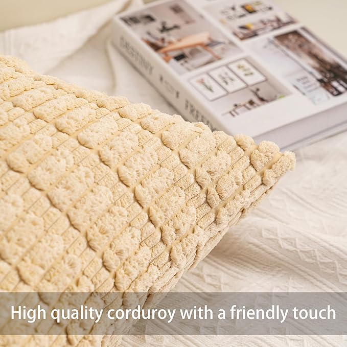 Aegero Pack of 2 Corduroy Decorative Throw Pillow Covers 18x18 Inch Soft - Image 2