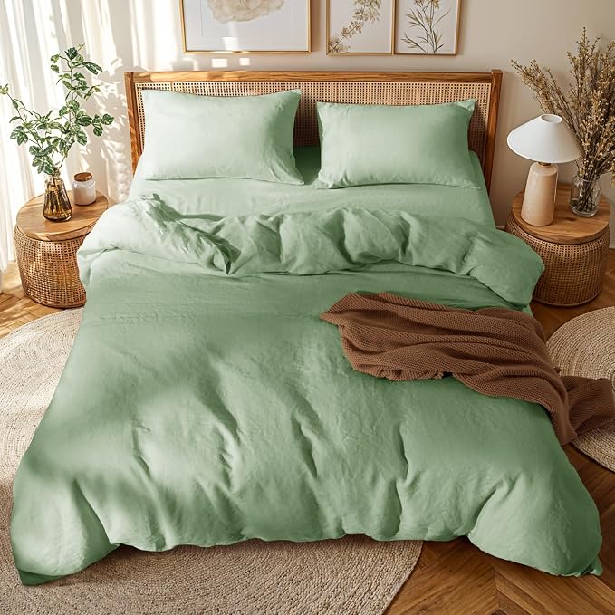 LBRO2M 100% France Linen Duvet Cover Set Full Size 3 Pcs Natural Flax Comforter - Image 2