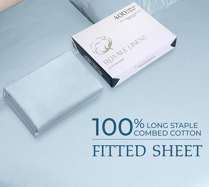 Royale Linens 400 Thread Count 100% American Grown Cotton Fitted Sheet King Size - Image 9