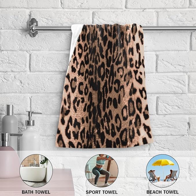 Brown Black Leopard Print Hand Towels - Image 5