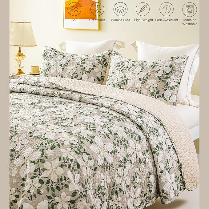Whale Flotilla Reversible Printed Quilts Queen Size, Extra Soft Boho Floral - Image 3