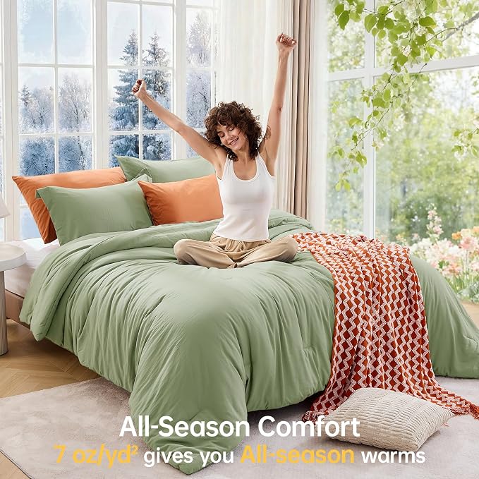 MUXHOMO Green Twin/Twin XL Comforter Set, All Season Ultra Soft Down - Image 4