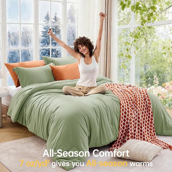 MUXHOMO Green California King Comforter Set, All Season Ultra Soft Down - Image 4
